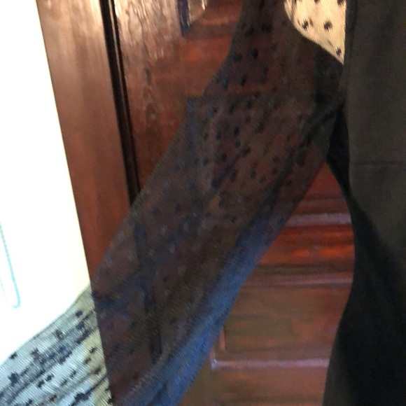 Talbots little black dress 8P/ sheer polka dots 3/4 long sleeves/ modest shift - Picture 4 of 14